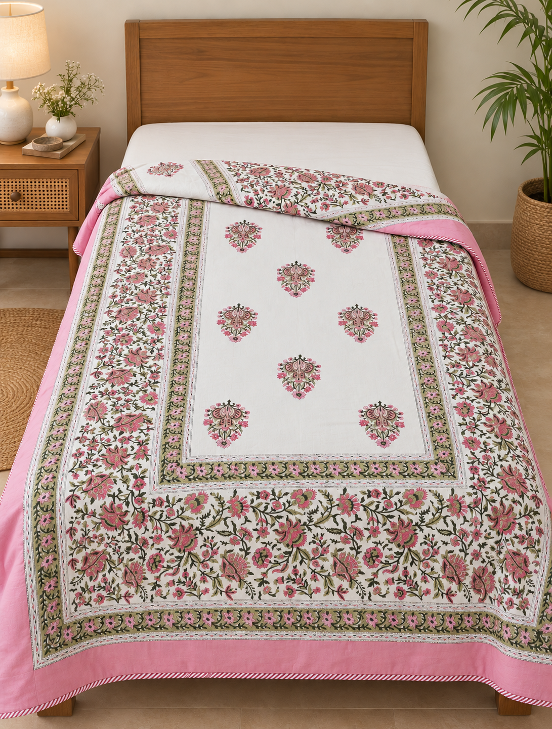 Reversible Hand Block Printed Single Bed Dohar
